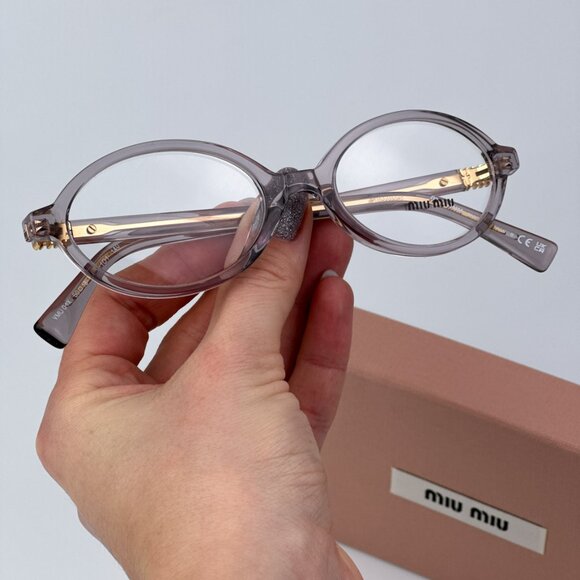 Miu Miu MU01XV 12W1O1 BRAND NEW Eyeglasses Mauve Transparent Oval Unisex - Picture 4 of 11